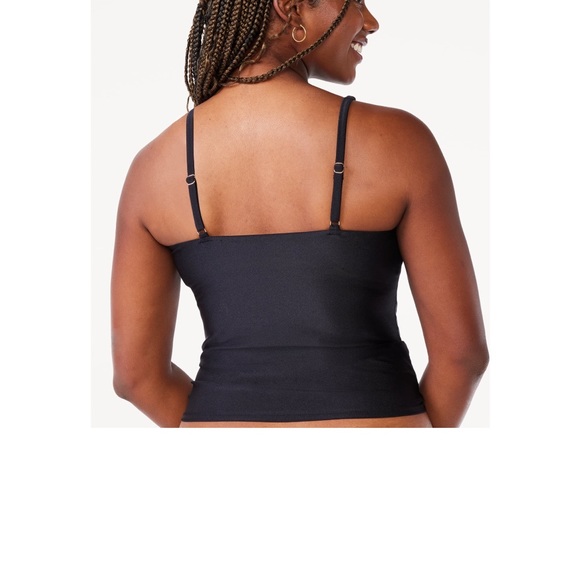 NWT bikini Love & Sports Black Shimmer Lace-Up Tankini Top size XS Bottom Small - Picture 6 of 15